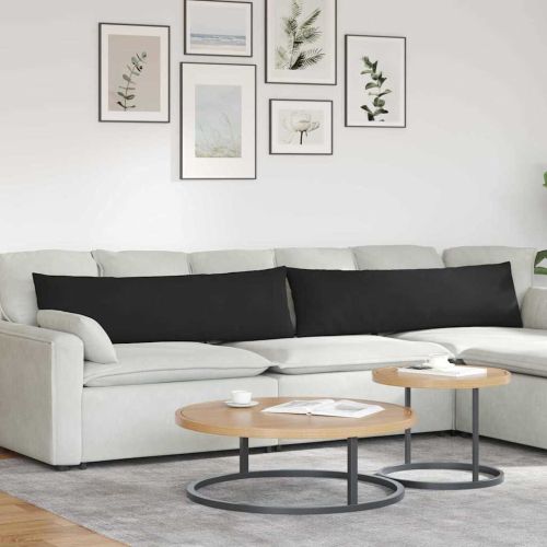Диван възглавници 2 pcs Черно 145 x 40 см текстил