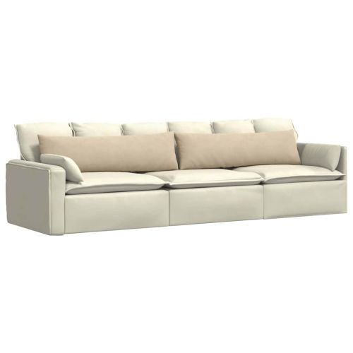 Диван възглавници 2 pcs Крем 145 x 40 см текстил