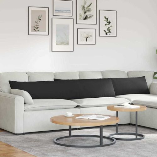 Диван възглавници 2 pcs Черно 200 x 40 см текстил