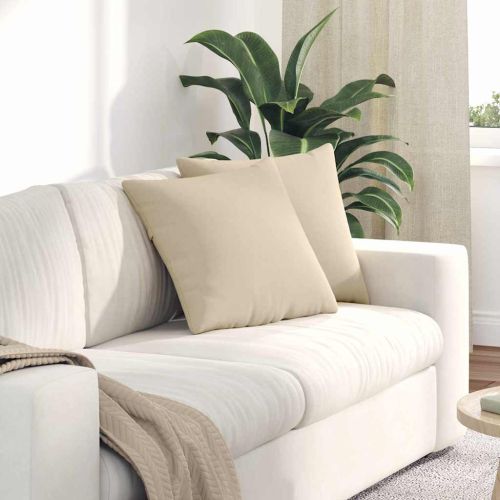 Диван възглавници 2 pcs Крем 45 x 45 cm текстил