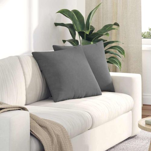 Диван възглавници 2 pcs Тъмен сив 50 x 50 cm текстил