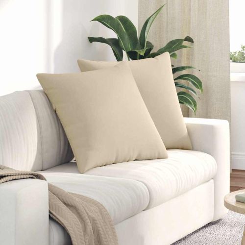 Диван възглавници 2 pcs Крем 60 x 60 cm текстил