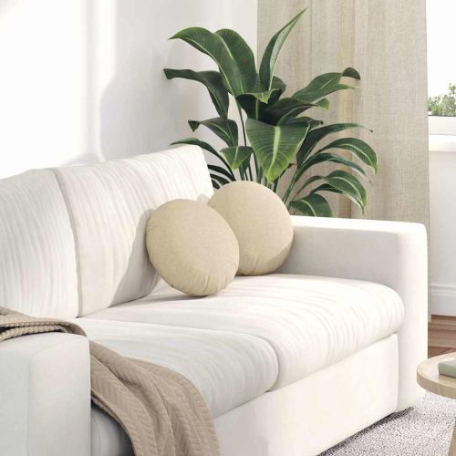 Възглавници за седалки 2 pcs Крем Ø30 x 13 см текстил