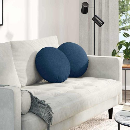 Възглавници за седалки 2 pcs Синьо Ø40 x 13 см текстил