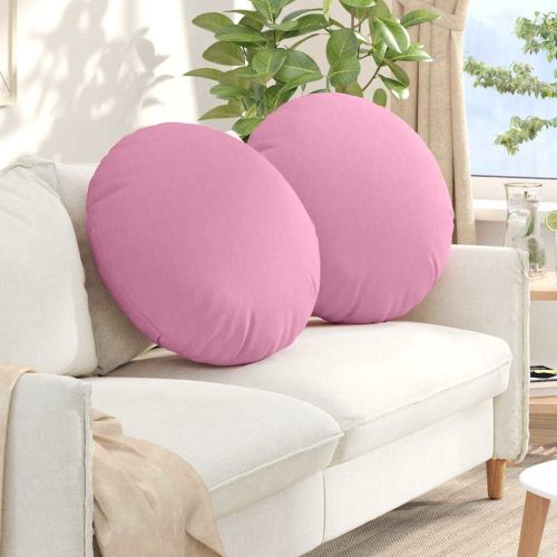 Възглавници за седалки 2 pcs Розово Ø60 x 21 см текстил
