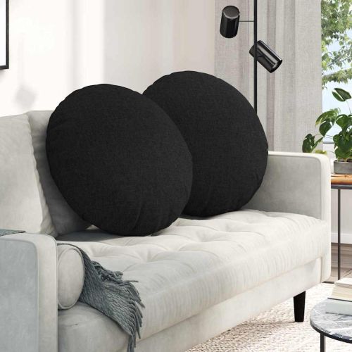 Възглавници за седалки 2 pcs Черно Ø80 x 29 см текстил