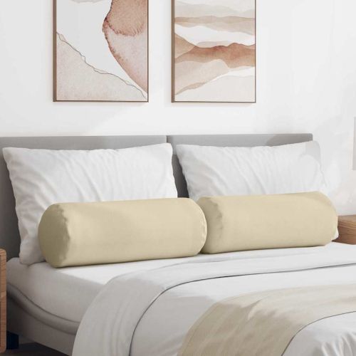 Възглавници валяци 2 pcs Крем Ø 25 x 70 см текстил