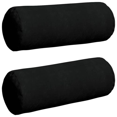 Възглавници валяци 2 pcs Черно Ø 25 x 70 см Микрофибърна тъкан