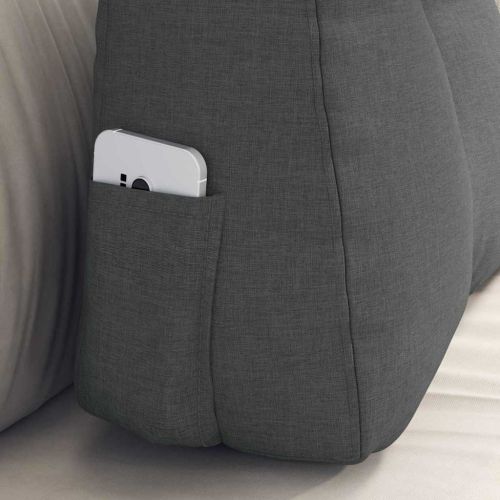 Възглавница за гръб Тъмен сив 60 x 24 x 50 см текстил