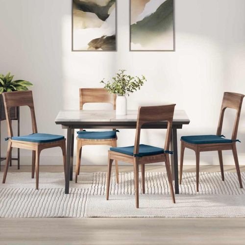 Възглавници за седалки 4 pcs Синьо 40 x 40 x 3 cm Кадифе