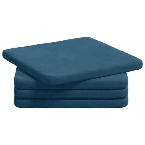 Възглавници за седалки 4 pcs Синьо 40 x 40 x 3 cm Кадифе
