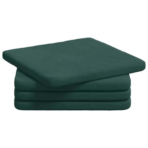 Възглавници за седалки 4 pcs Тъмен зелен 40 x 40 x 3 cm Кадифе