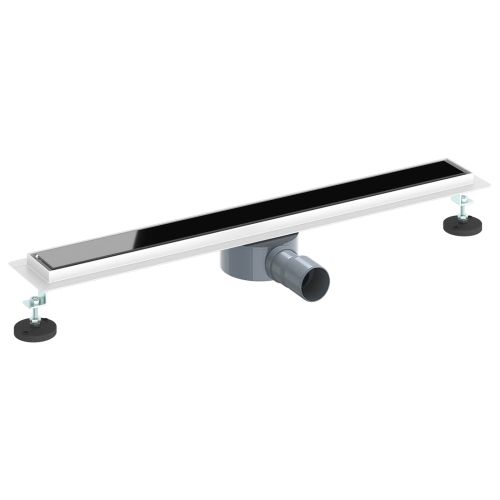 Душов дренаж с стъклен капак и 360° сифона Черно 70 cm