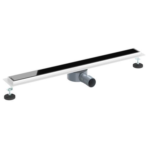 Душов дренаж с стъклен капак и 360° сифона Черно 80 cm