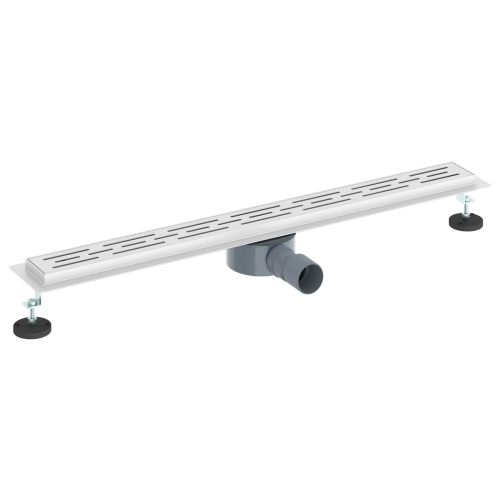 Душов дренаж с стъклен капак и 360° сифона Сребрист 80 cm