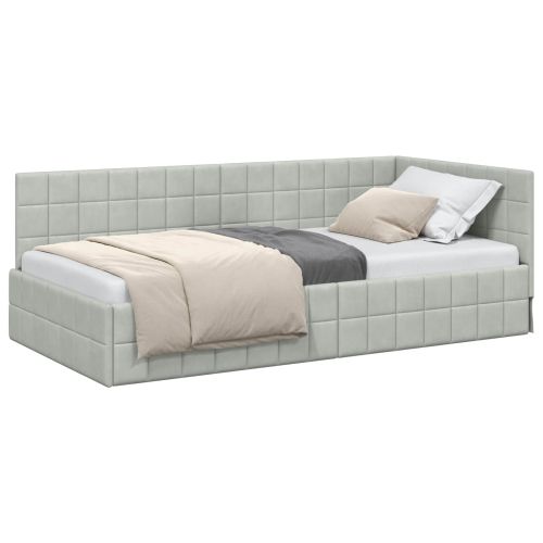 Ъглова рамка за легло Светлосиво 90 см x 200 см Кадифе