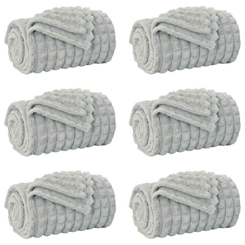 Одеала за хвърляне 6 pcs Сив 150 x 130 см Мека вълна