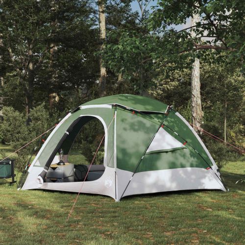 Куполна палатка с подвижен дъждобран Зелен 4-местна