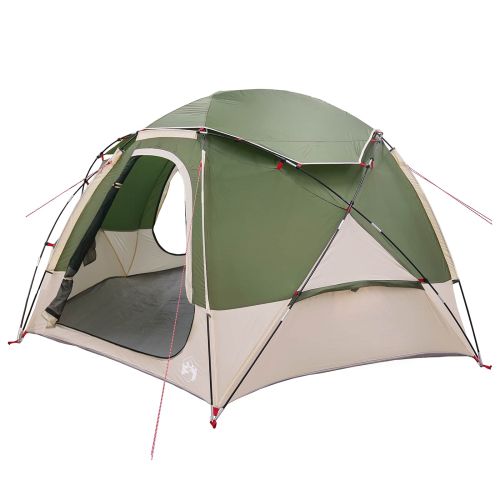 Куполна палатка с подвижен дъждобран Зелен 4-местна