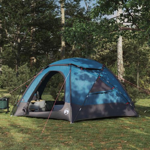 Куполна палатка с подвижен дъждобран Синьо 4-местна