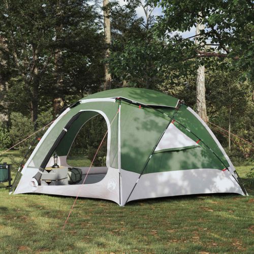Куполна палатка с подвижен дъждобран Зелен 8-местна
