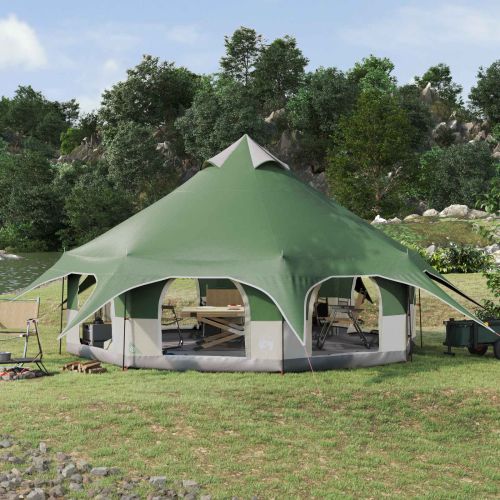 Семейна палатка Зелен 10-местна 185T полиестер с PU покритие