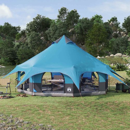 Семейна палатка Синьо 10-местна 185T полиестер с PU покритие