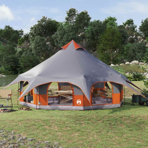 Семейна палатка Сив и оранжев 10-местна