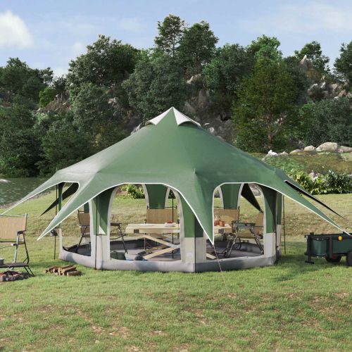 Семейна палатка Зелен 5-местна 185T полиестер с PU покритие