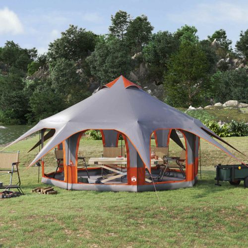 Семейна палатка Сив и оранжев 5-местна