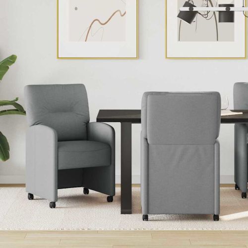 Столове с Колела 2 pcs Светлосиво 57 x 67 x 95 см текстил