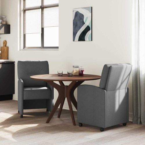 Столове с Колела 2 pcs Тъмносив 57 x 67 x 95 см текстил