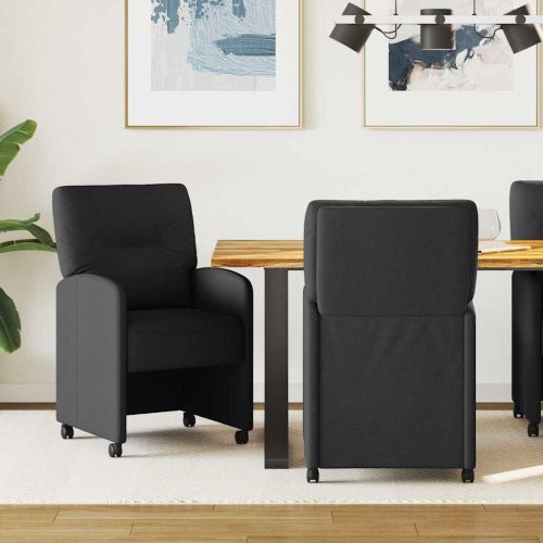 Столове с Колела с колела 2 pcs Черно 57 x 67 x 95 см текстил
