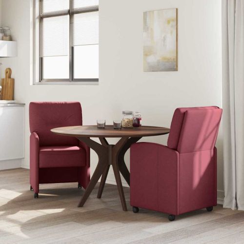 Столове с Колела 2 pcs виненочервен 57 x 67 x 95 см текстил