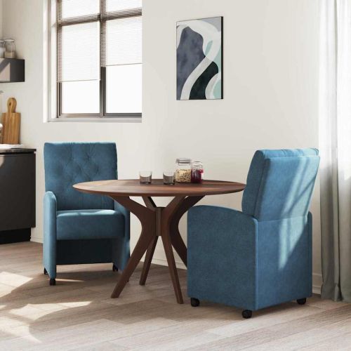 Столове с Колела с колела 2 pcs Синьо 58 x 67 x 97 см Кадифе