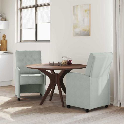 Столове с Колела 2 бр. Кадифе Светлосиво 58 x 67 x 97 см