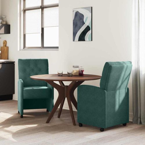 Столове с Колела 2 pcs Тъмнозелено 58 x 67 x 97 см Кадифе