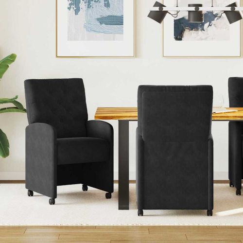 Столове с Колела с колела 2 pcs Черно 58 x 67 x 97 см Кадифе