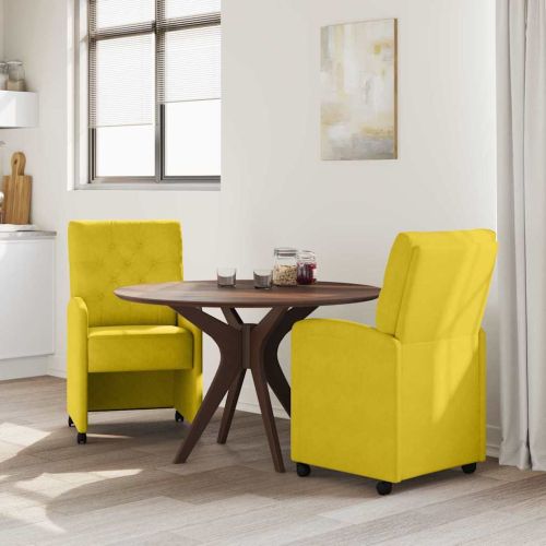 Столове с Колела с колела 2 pcs Жълто 58 x 67 x 97 см Кадифе