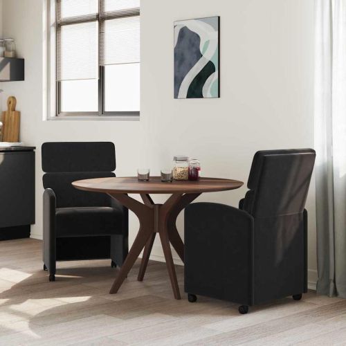 Столове с Колела с колела 2 pcs Черно 58 x 65 x 98 см Кадифе