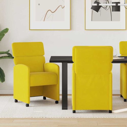 Столове с Колела с колела 2 pcs Жълто 58 x 65 x 98 см Кадифе