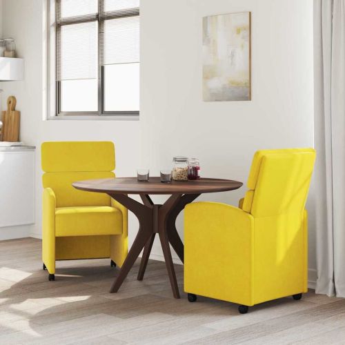 Столове с Колела с колела 2 pcs Жълто 58 x 65 x 98 см Кадифе