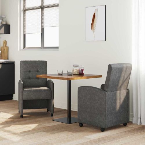 Столове с Колела 2 pcs Черно 58 x 67 x 97 см Изкуствена