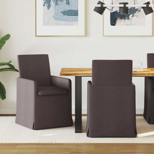 Обедени столове 2 pcs Тъмнокафяв 57 x 67 x 95 см текстил