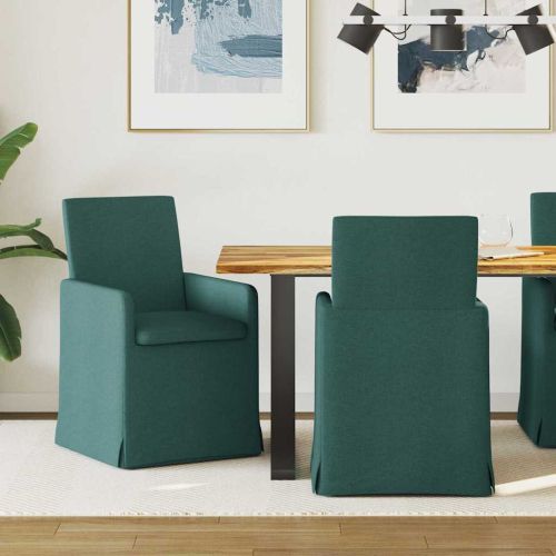 Обедени столове 2 pcs Тъмнозелено 57 x 67 x 95 см текстил