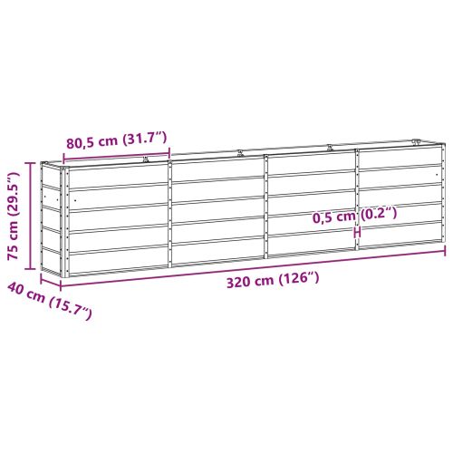 Кашпа Светлосиво 320 x 40 x 75 см Стомана