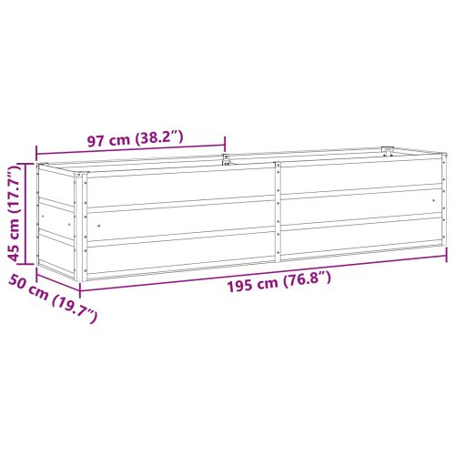 Кашпа Светлосиво 195 x 50 x 45 см Галванизирана стомана