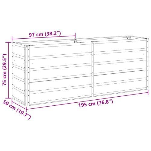 Кашпа Светлосиво 195 x 50 x 75 см Галванизирана стомана