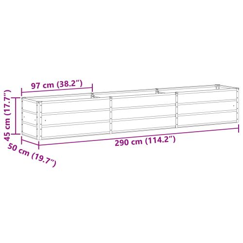 Кашпа Светлосиво 290 x 50 x 45 см Галванизирана стомана