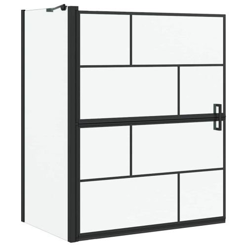 Екран за душ и вана Черен и прозрачен 100 x 68 x 128 см